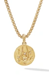 David Yurman 18k Yellow Gold Diamond Capricorn Amulet Pendant