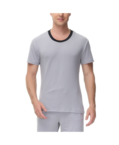 Ink+ivy Ink + Ivy Heat Retaining Crew Neck Contrast Short Sleeve Pajama Tee In Alloy