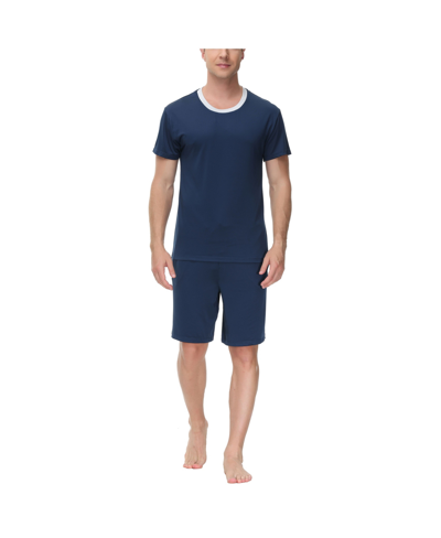 Ink+ivy Men's Moisture-wicking Crewneck T-shirt & Shorts Pajama Set In Navy