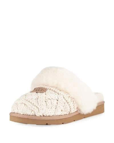 Ugg Cozy Cable Knit Slide Slipper, Ecru In Fawn | ModeSens