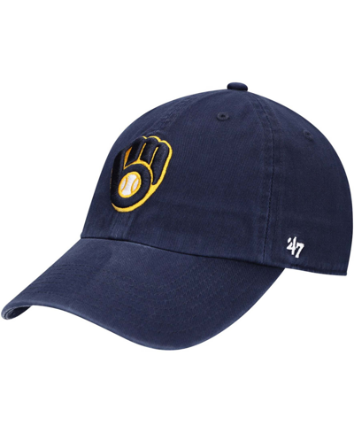 47 Brand Youth Navy Milwaukee Brewers Team Logo Clean Up Adjustable Hat
