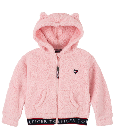 Tommy Hilfiger Toddler Girls Sherpa Zip-up Hooded Sweatshirt In Pink