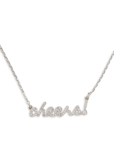 Kate Spade Silver-tone Cheers Pendant Necklace, 16" + 3" Extender In Clear/silver