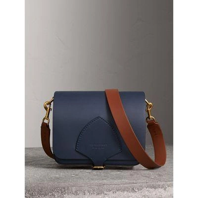 Burberry The Large Square Satchel In Leather In Indigo