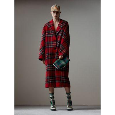 burberry red coat wool
