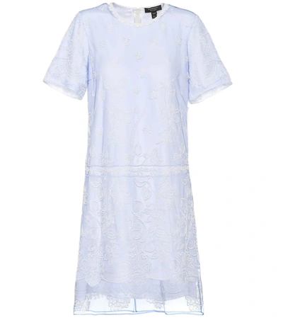 Burberry Floral-embroidered Tulle T-shirt Dress In Blue