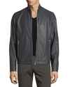 Theory Kelleher Morvek L Leather Jacket In Slate