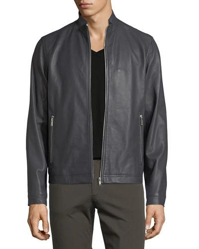 Theory Kelleher Morvek L Leather Jacket In Slate