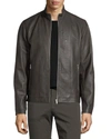 Theory Kelleher Morvek L Leather Jacket In Espresso