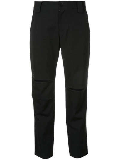 Yohji Yamamoto Slit Detail Cropped Trousers In Black