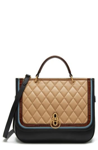 Mulberry Amberley Quilted Calfskin Leather Satchel In Black/ Tan/ Multi