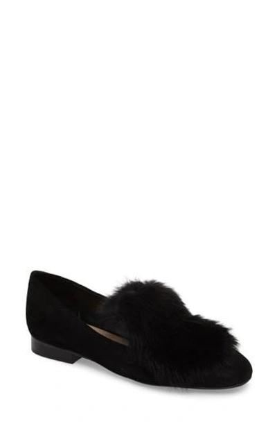 Donald J Pliner Lillian Genuine Rabbit Fur Loafer In Black Leather