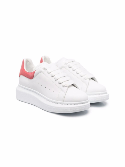 Alexander Mcqueen Kids' Men's Luxury Sneakers   Oversize Sneakers Alexander Mc Queen In White Leather And Orange Suede