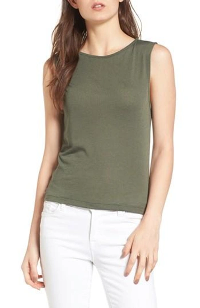 Cupcakes And Cashmere Maxton Twist Back Tank In Army