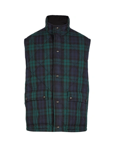 Burberry Reversible Tartan Quilted-cotton Gilet In Green Multi