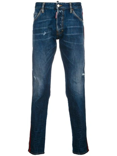 Dsquared2 Classic Kenny Skinny-fit Distressed Jeans In Navy