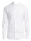 Ferragamo Men's Tonal Gancini Regular-fit Cotton Button-down Shirt In White