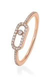 Messika 18k Pink Gold Move Uno Diamond Ring - Size 52 In Rose Gold/ Diamond