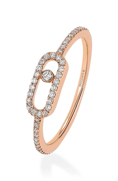 Messika 18k Pink Gold Move Uno Diamond Ring - Size 52 In Rose Gold/ Diamond