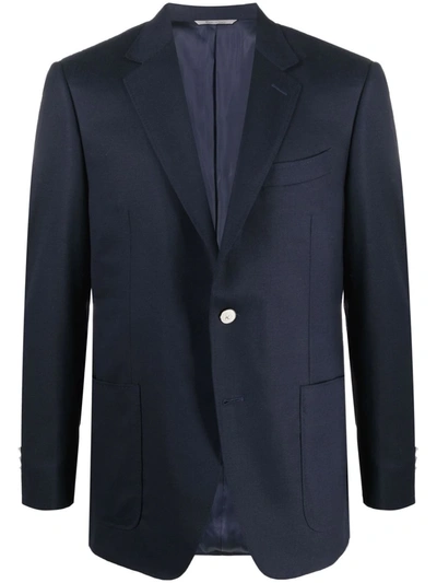 Canali Single-breasted Cotton Blazer In Blau