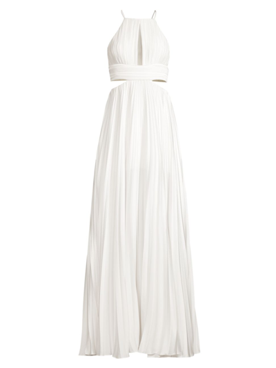 Aiifos Arianna Cutout Pleated Gown In White
