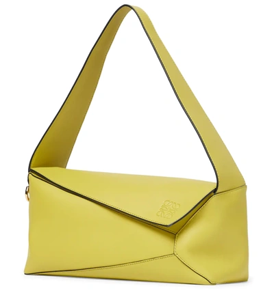 Loewe Puzzle Slouchy Leather Shoulder Bag In Yellow