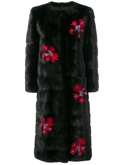 Simonetta Ravizza Fur Detail Coat In Black