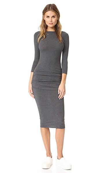 James Perse Low Back Skinny Dress In Heather Charcoal | ModeSens