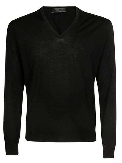 Prada Knitted Sweater In Black