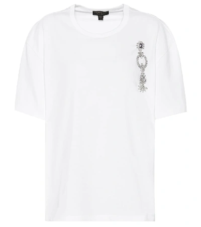 Burberry Crystal-embellished Cotton-jersey T-shirt In White