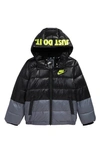 Nike Boys' Color Block Hooded Down Jacket - Little Kid In Black