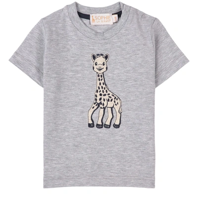Sophie The Giraffe Embroidered Giraffe T-shirt Gray Melange In Grey