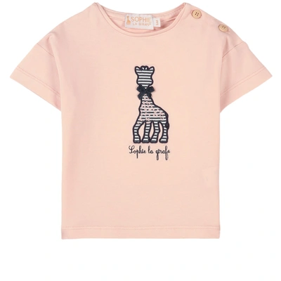Sophie The Giraffe Embroidered Giraffe T-shirt Light Pink