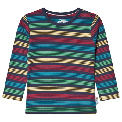 Frugi Favorite T-shirt Tobermory Rainbow Stripe In Navy