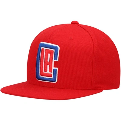 Mitchell & Ness Men's  Red La Clippers Ground Stretch Snapback Hat