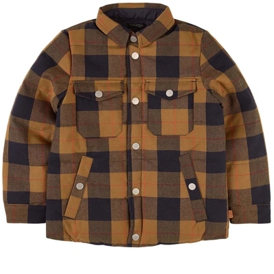 Scotch & Soda Kids' Check-print Reversible Padded Jacket In Blue