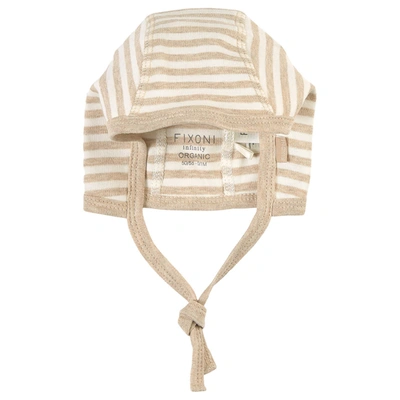 Fixoni Kids' Stripe Baby Hat Sand Melange In Beige