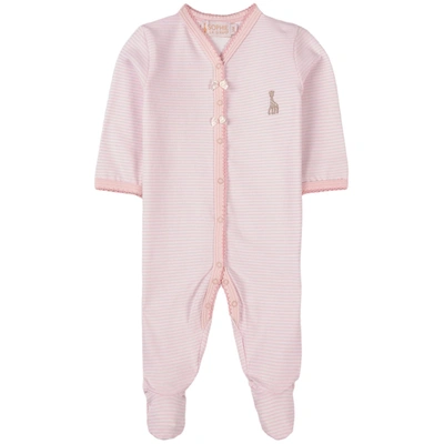 Sophie The Giraffe Overall Single Lycra Striped Embroidery Barely Pink