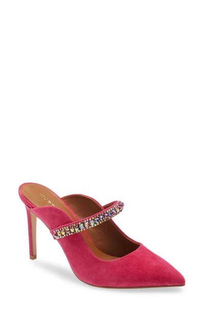 Kurt Geiger Duke Crystal Strap Pointed Toe Mule In Pink