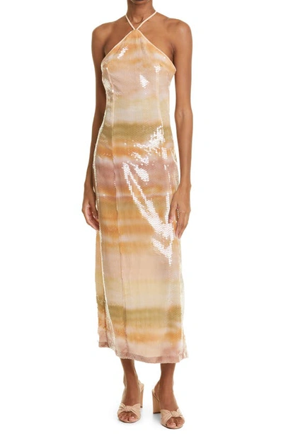 cult gaia sequin dress Cult Gaia Junie Open-Back High-Low Sequin Gown