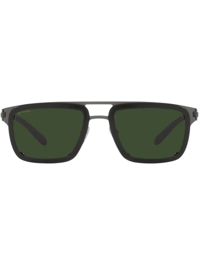 Bvlgari Bv5057 Rectangle-frame Sunglasses In Dark Green