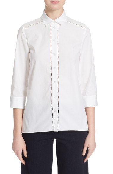 Kate Spade Ruffle Back Shirt In Fresh White | ModeSens