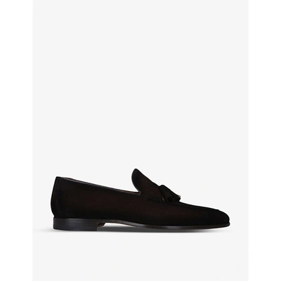 Magnanni Cristo Tassel-embellished Velvet Loafers In Dark Brown