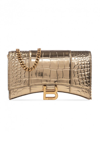 Balenciaga Hourglass Crocodile-effect Chain Wallet In Gold