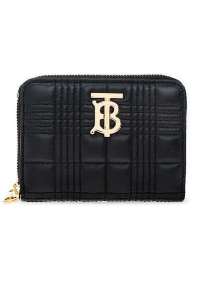 Burberry Mini Lola Quilted Leather Zip-around Wallet In Black