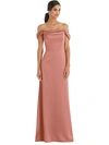 Dessy Collection Draped Pleat Off-the-shoulder Maxi Dress In Pink