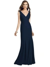 Dessy Collection Sleeveless Seamed Bodice Trumpet Gown In Blue
