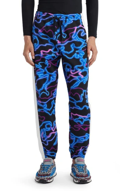 Valentino Abstract-pattern Tapered Woven Jogging Bottoms In Black/multicolour