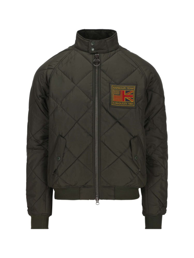 Barbour Military Green Quilted Bomber Jacket