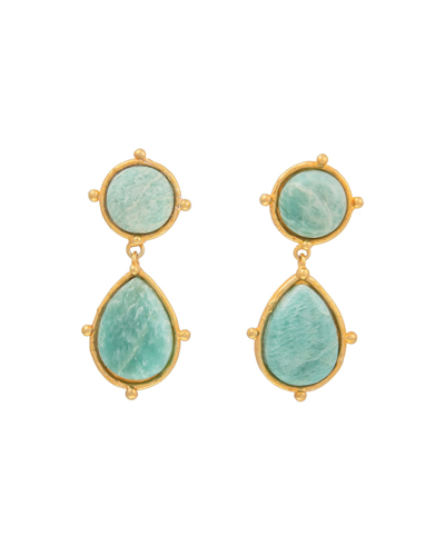 Sylvia Toledano 2 Pierres Dots With Amazonite Earrings In Blue